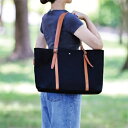 【ふるさと納税】倉敷産帆布×本牛革 トートバッグ(黒×ブラウン) 【ファッション・かばん・トートバッグ】◇