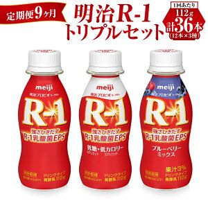 【ふるさと納税】【定期便 9ヶ月】明治R-1トリプルセット 36本 (R-1ドリンク・R-1低糖・低カロリータイプ・R-1ブルーベリーミックス 各12本)