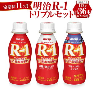 【ふるさと納税】【定期便 11ヶ月】明治R-1トリプルセット 36本 (R-1ドリンク・R-1低糖・低カロリータイプ・R-1ブルーベリーミックス 各12本)