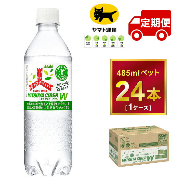 【ふるさと納税】【定期便】【選べる配送回数】三ツ矢サイダー W（ダブル） 485ml × 毎月1ケース (24本) | 茨城県守谷市 三ツ矢 サイダ..