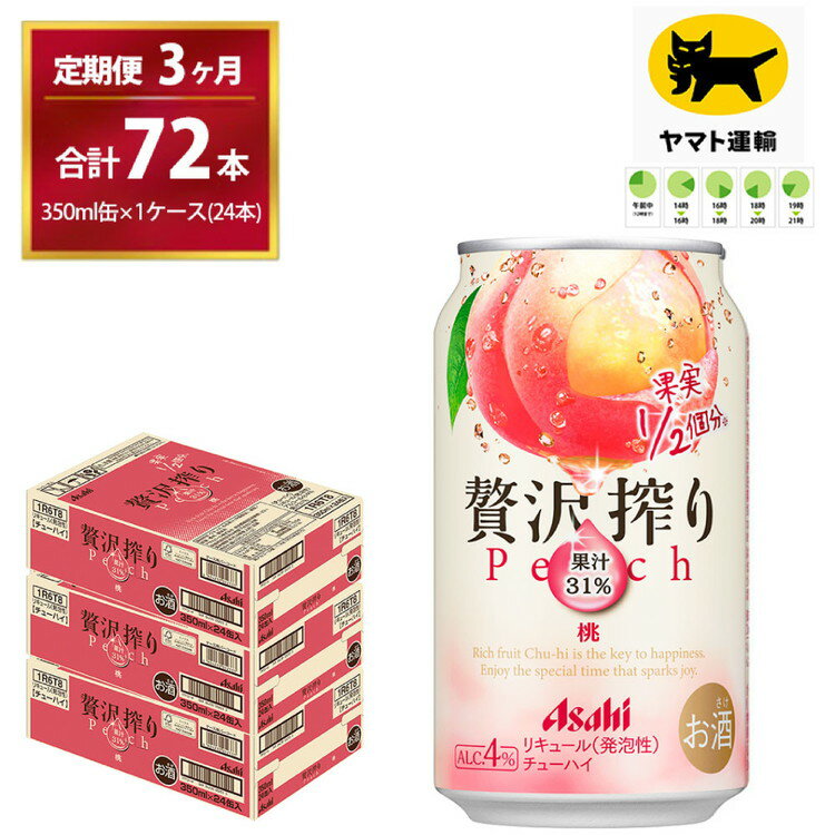 ×【ふるさと納税】【3ヶ月・毎月定期】贅沢搾り 桃（合計72本）350ml × 毎月1ケース (24本)= 計3回お届け　| チューハイ 酎ハイ カクテル 酎ハイ 贅沢しぼり ギフト 内祝い 家飲み 宅飲み 茨城県　守谷市　みらい mirai