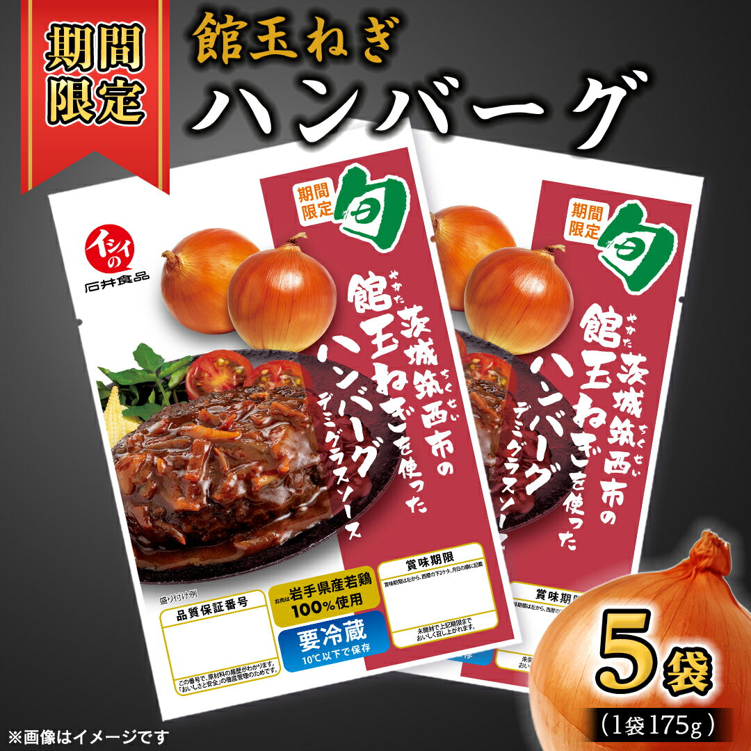 【ふるさと納税】【 期間限定 】 館玉ねぎ ハンバーグ ( デミグラスソース ) 5個セット 無添加調理 肉 お肉 玉ねぎ 鶏肉 デミグラス ソースのサムネイル