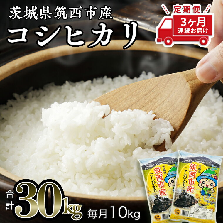 【ふるさと納税】 【 定期便 3ヶ月 】 茨城県筑西市産 コシヒカリ10kg 三ツ星 マイスター 米 コメ こしひかり 定期便3回 30kg 茨城県 単一米 精米 新生活 応援のサムネイル