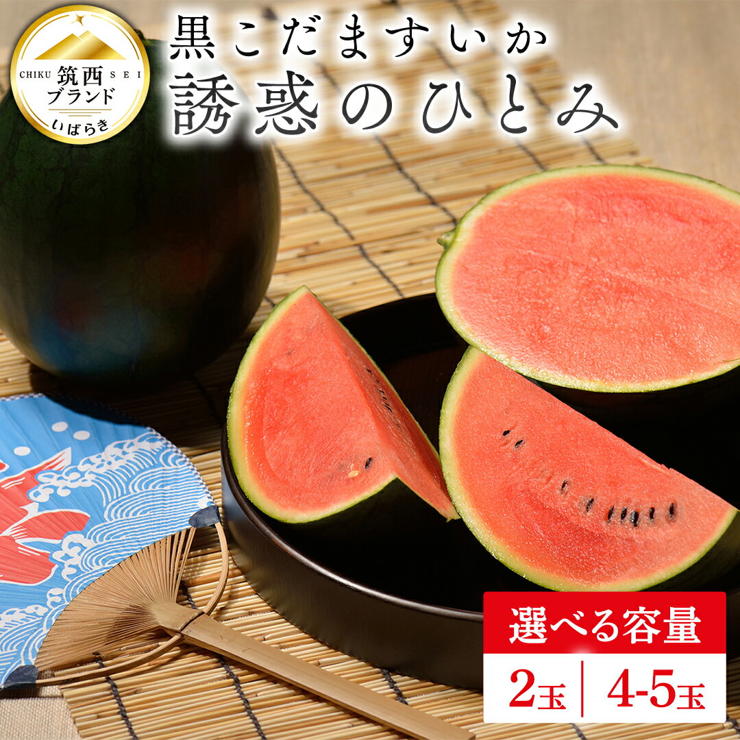 [ JA北つくば ] 黒こだますいか 「 誘惑のひとみ 」 ( 選べる 内容量 2玉 or 4-5玉 ) 先行予約 スイカ 果物 フルーツ 小玉スイカ 小玉 西瓜 くだもの デザート 茨城