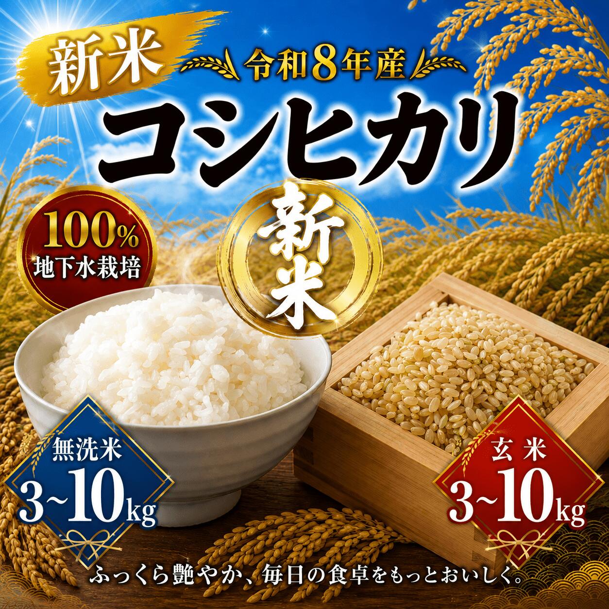 【ふるさと納税】 令和8年産 コシヒカリ 選べる 玄米 無洗米 3kg 5kg 10kg 新米 米 お米 数量限定 ご飯 ごはん コメ 白米 ライス げんまい むせんまい こしひかり 先行予約 2026年産 R8産 銘柄米 茨城県 筑西市新生活 応援 kome okome 茨城県産 国産 産地直送