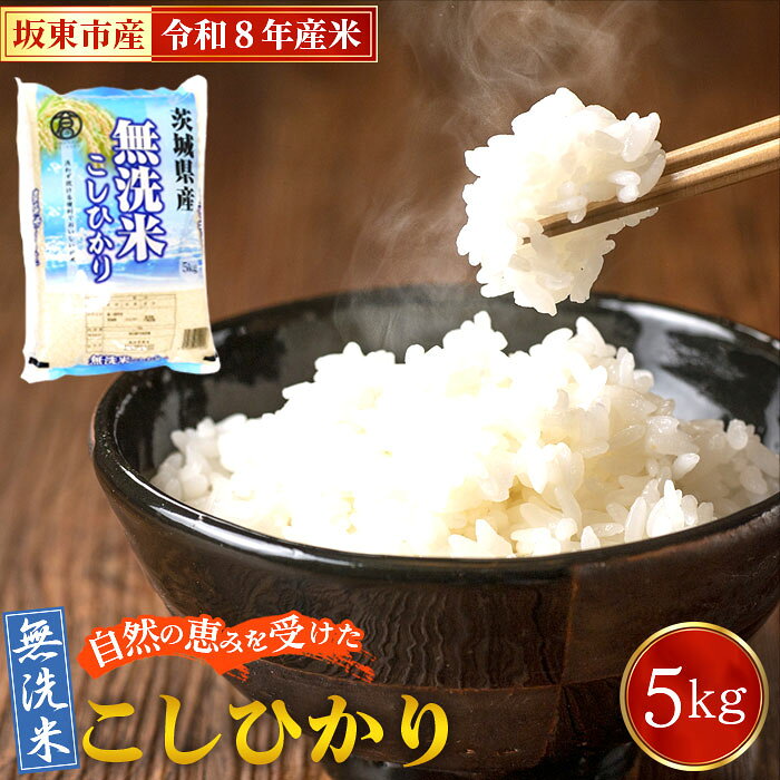 令和8年産 無洗米こしひかり5kg【坂東市産】／ 令和8年 新米 米 お米 こめ コメ 無洗米 精米 白米 ご飯 国産米 5kg 5キロ コシヒカリ こしひかり 甘み 粘り 香り ツヤ おいしい 便利 時短 手軽 手間なし 洗わず炊ける お取り寄せ 産地直送 産直 No.862