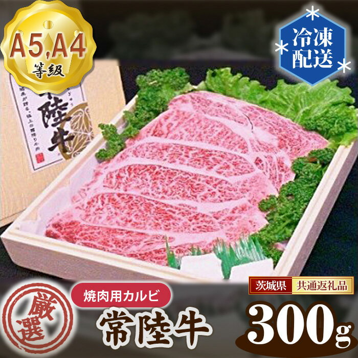 No.021 常陸牛 厳選！焼肉用カルビ300g（A5・A4等級）＜茨城県共通返礼品＞ ／ 牛肉 黒毛和牛 高級 送料無料 茨城県