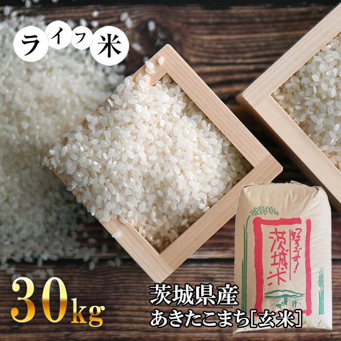 坂東市産あきたこまち（玄米）30kg ／ あきたこまち 玄米 30kg 米 お米 低タンパク米 食味計 厳選 アミロース タンパク質 常温便 冷暗所保存 賞味期限1年 No.147