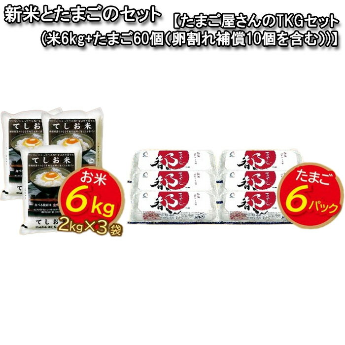 【ふるさと納税】新米とたまごのセット【たまご屋さんのTKGセット（米6kg+たまご60個（卵割れ補償10個を含む））】 ／ タマゴ 玉子 温泉卵 お米 生卵 送料無料 茨城県 No.449