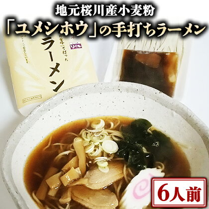 【手打ちラーメン・6人前セット】地元 桜川産 小麦粉 「 ユメシホウ 」 使用 手打ち 生ラーメン ラーメン