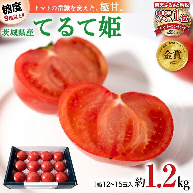 [2024年2月上旬発送開始] スーパーフルーツトマト てるて姫 中箱 約1.2kg [12〜15玉/1箱]糖度9度以上 ブランドトマト フルーツトマト トマト とまと てるてひめ 桜川市 茨城県桜川市