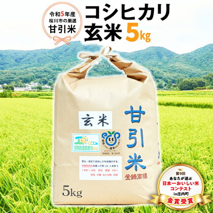 令和5年産 桜川市 の 厳選 甘引米 コシヒカリ 玄米 5kg 特別栽培米 コシヒカリ こしひかり 玄米 米 こめ コメ 有機肥料 桜川市産 茨城県 いばらき