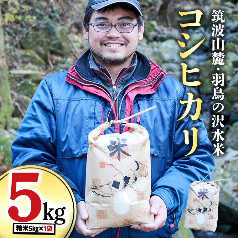 筑波山麓 ・ 羽鳥の沢水米 コシヒカリ 5kg 米 お米 コメ 精米 白米 桜川市 茨城県