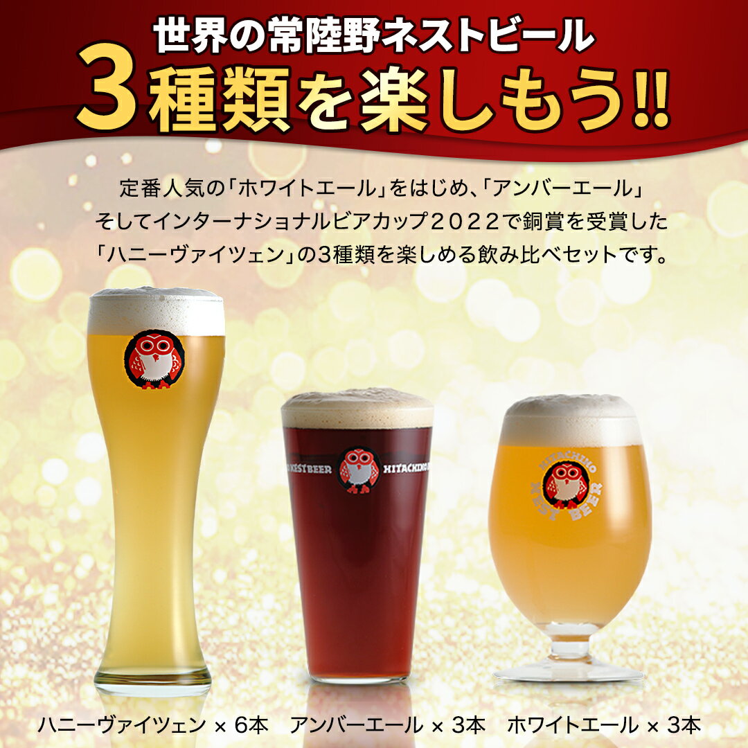 【ふるさと納税】 常陸野ネストビール ハニーヴァイツェン 入り 飲み比べ 3種 12本セット C 2025年11月中旬発送開始 クラフトビール ネストビール 木内酒造 飲み比べ はちみつ 限定