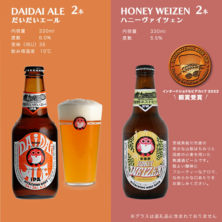 【ふるさと納税】ハニーヴァイツェン 入り 飲み比べ 4種 8本 セット D 常陸野ネストビール ビール クラフトビール ネストビール 木内酒造 飲み比べ 限定