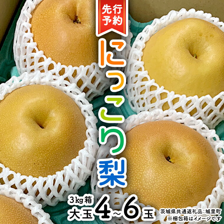 [ 先行予約 ] にっこり梨 約3kg 箱 大玉 4玉〜6玉 ( 茨城県共通返礼品 城里町 ) 2025年11月上旬から発送開始 フルーツ 甘い お正月 クリスマス 大玉 直送 茨城 限定