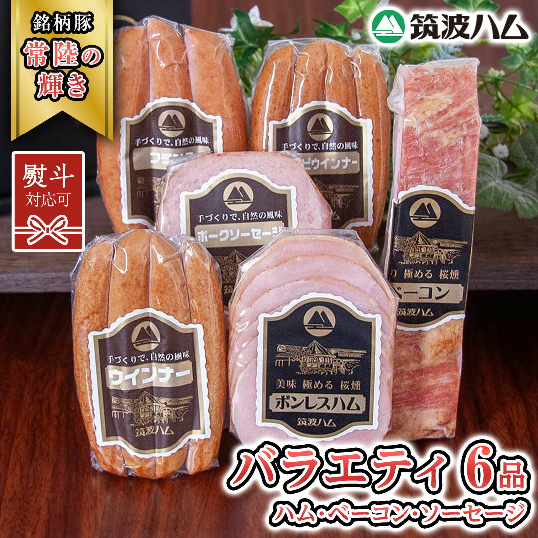 【ふるさと納税】《 熨斗 対応品 》 筑波ハム バラエティ 6品 ( ハム ベーコン ソーセージ ) 『常陸の輝き』 茨城県産 ブランド豚 銘柄豚 ( 茨城県共通返礼品 ) ボンレスハム フランク ウィンナー 豚 ポーク ステーキ 肉 お肉