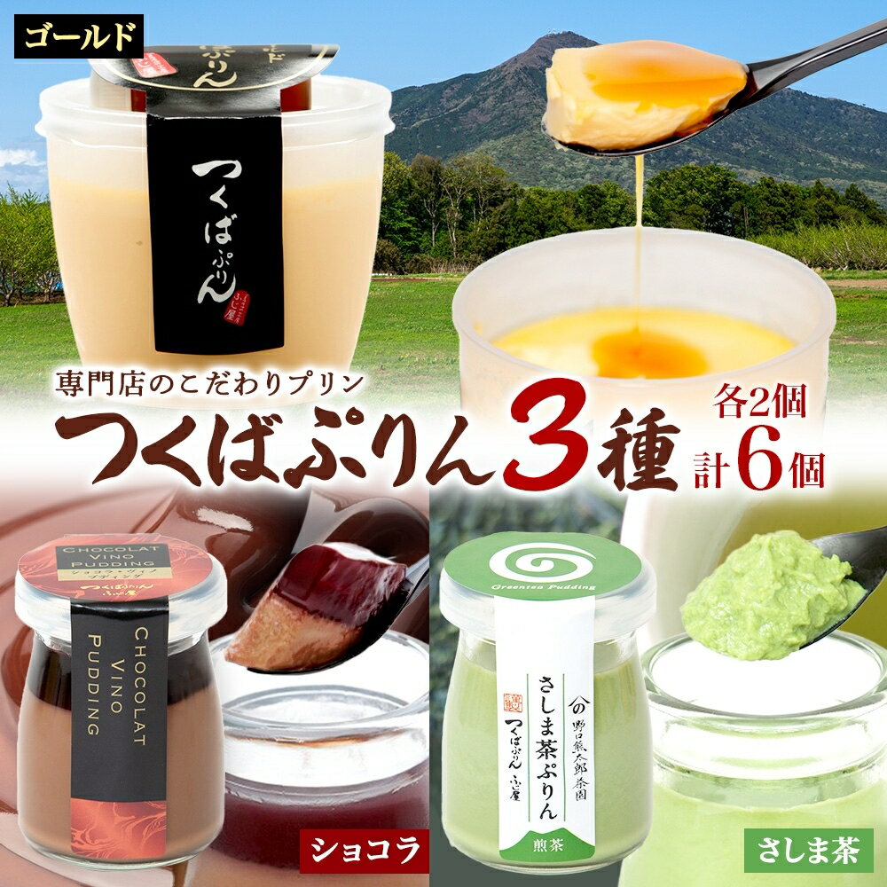 ゴールドぷりん & ショコラ・ヴィノ・プディング & さしま茶プリン 各2個 計6個 つくばぷりん プリン ぷりん ショコラ チョコレート さしま茶 茶 お茶 スイーツ 洋菓子 和スイーツ 冷菓 デザート 人気 グルメ お取り寄せ ギフト 送料無料 ふじ屋 茨城県