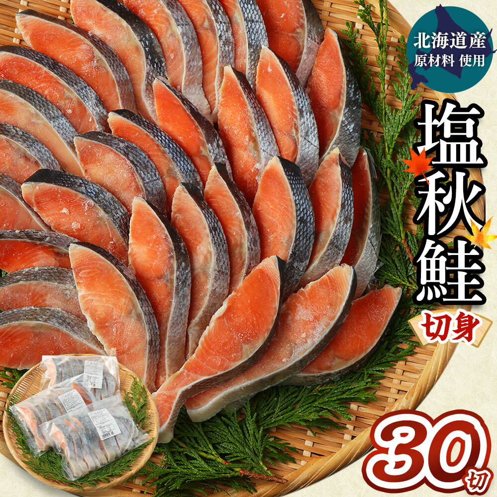 [北海道産原材料使用]塩秋鮭切身 30切 合計約1.65kg 1パック10切入り×3パック 北海道産 塩秋鮭 切身 秋鮭 魚 魚介類 鮭 さけ シャケ 焼き鮭 切り身 小分け 甘塩 冷凍 茨城県 神栖市 送料無料