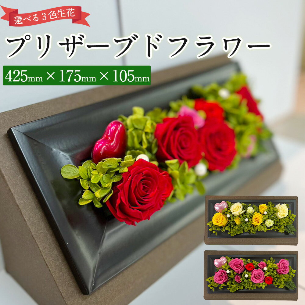 【ふるさと納税】プリザーブドフラワー 大 425mm×175mm×105mm 生花 お花 花 黄色 ピンク 赤 国産 オリジナル 手作り 加工 ギフト 飾り お祝い 贈り物 ラッピング 茨城県 神栖市 送料無料