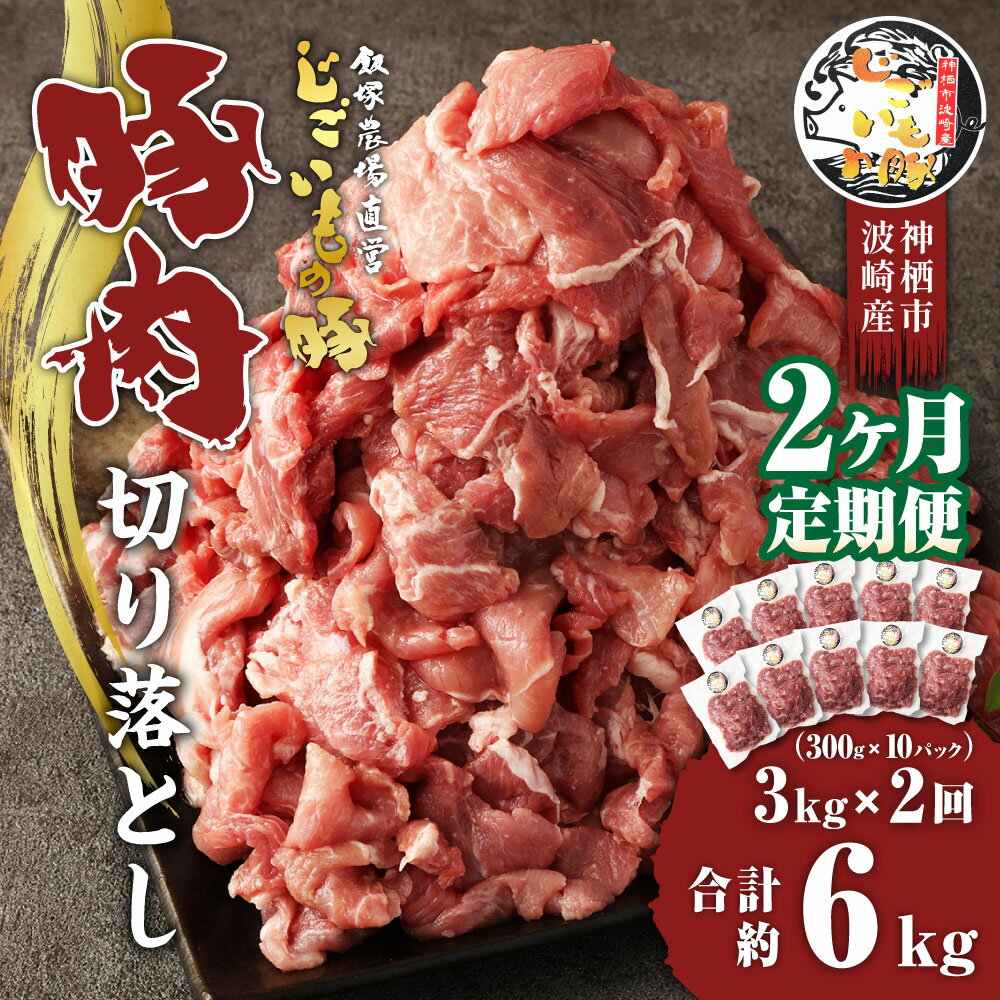 【ふるさと納税】【2ヶ月定期便】じごいもの豚 豚肉 切り落とし 約3kg 300g×10パック 合計6kg 定期 国産 豚 茨城県 神栖市 冷凍 送料無料