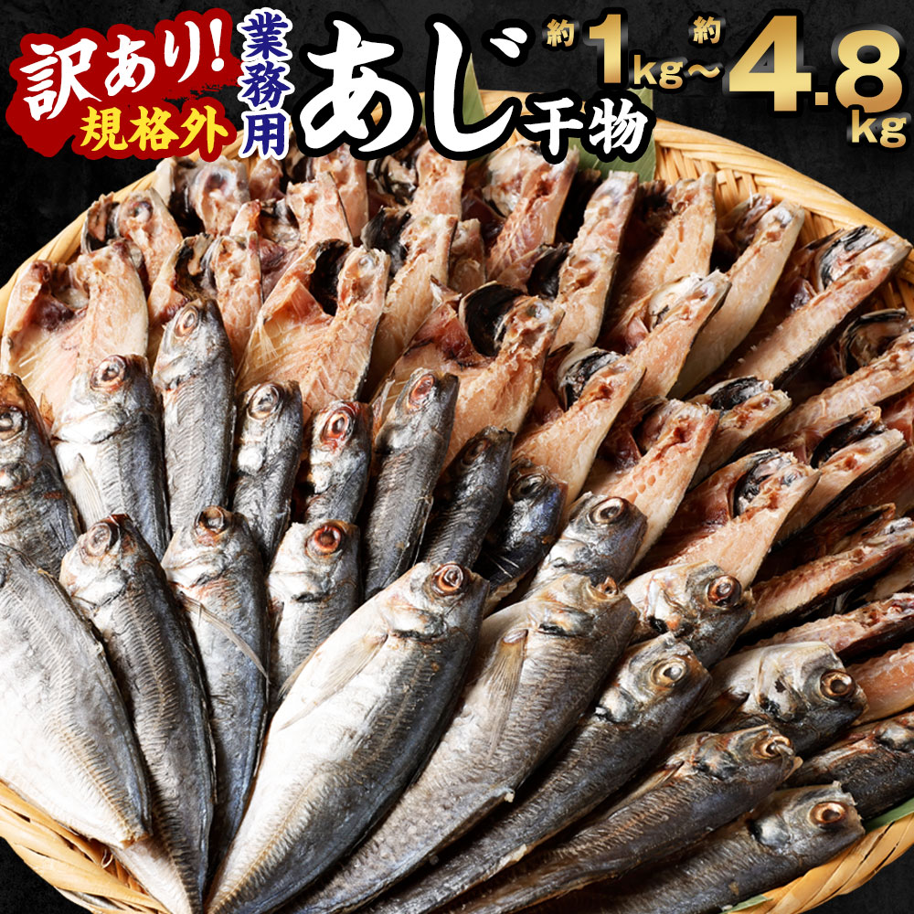 [選べる]訳あり 規格外 業務用 あじ干物 1kg 1.5kg 1.9kg 3kg 4.8kg 鯵 アジ 魚 干物 国内加工 冷凍 茨城県 神栖市 送料無料