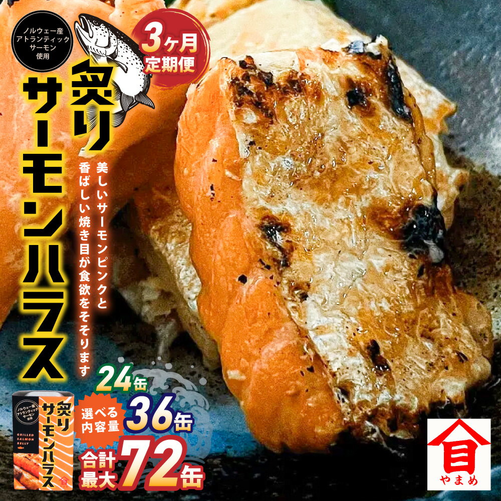 【ふるさと納税】【3ヶ月定期便】炙りサーモンハラス 100g セット（8缶・12缶・24缶） 大西洋さけ アトランティックサーモン ハラス さけ サケ 鮭 魚 缶詰め ノルウェー産 茨城県 神栖市 送料無料