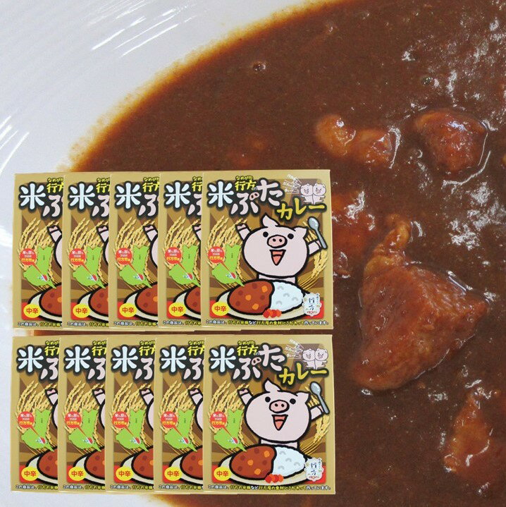 【ふるさと納税】行方の米ぶたカレー（中辛）10個｜行方市ブランド豚肉『米豚』のレトルトシリーズ！！(CU-14-1)
