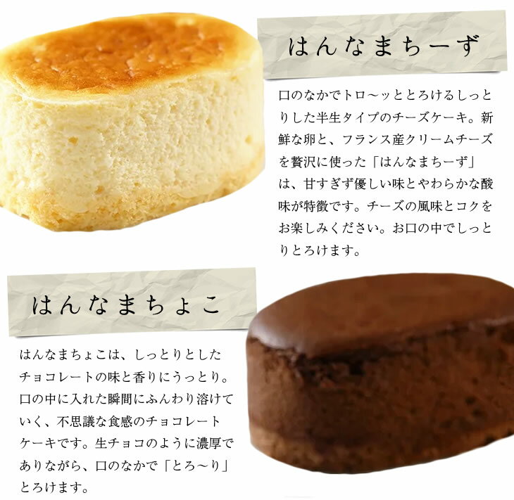 【ふるさと納税】はんなまチーズ5個・はんなまちょこ5個｜チーズケーキ チョコケーキ スイーツ 洋菓子 送料無料 贈答用 ホワイトデー お取り寄せ 父の日 母の日 誕生日 記念日 敬老の日 お中元 お歳暮 お土産 内祝い H-20