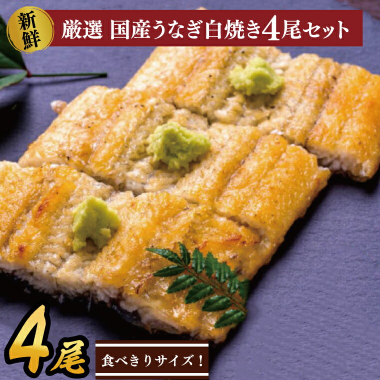 【ふるさと納税】食べきりサイズ！国内産うなぎの白焼（酒蒸し）4尾　計460g以上｜AD-128のサムネイル