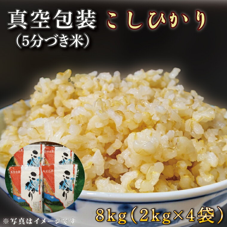 【ふるさと納税】 真空包装　こしひかり【5分づき米】8kg（2kg×4袋） | CZ-10