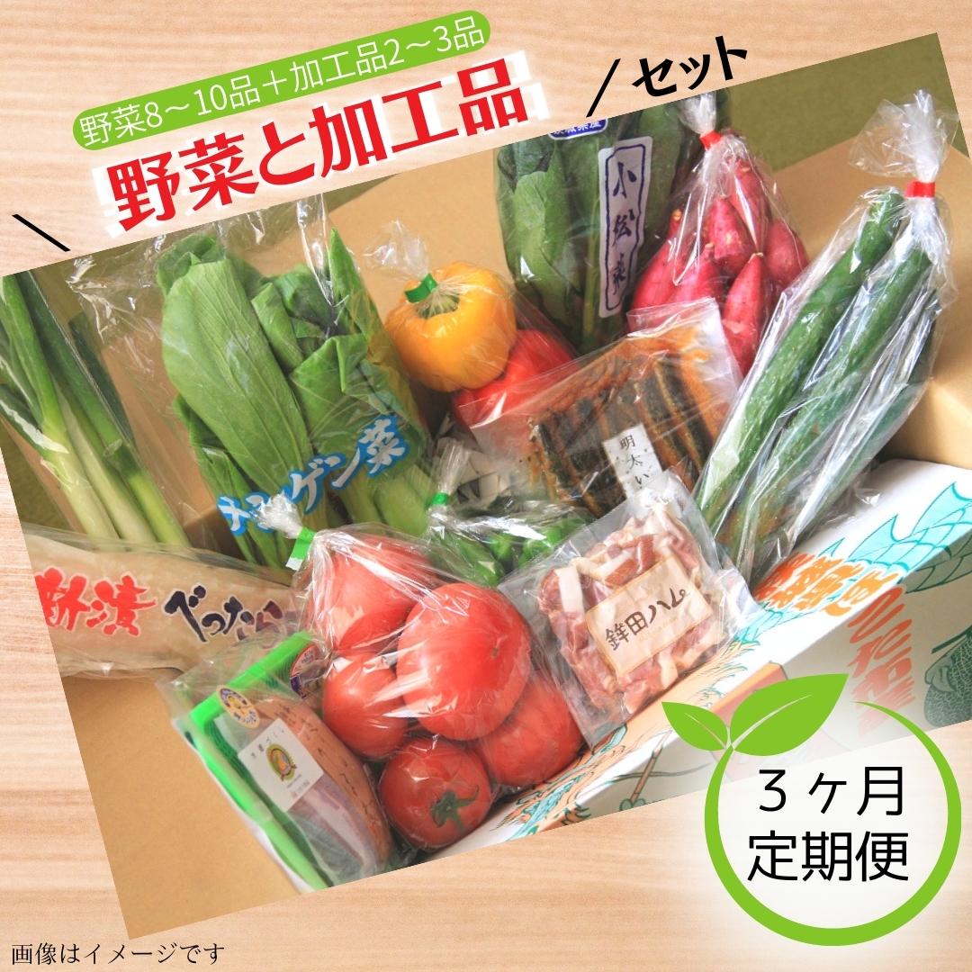 3ヶ月定期便/旬を産地直送「旬菜館オリジナル[野菜と加工品]セット」届くまでのお楽しみ♪