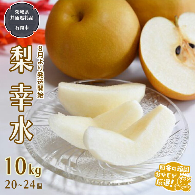 梨 【ふるさと納税】梨 幸水 10kg（20～24個 ）【令和6年9月より発送開始】（茨城県共通返礼品：石岡市産）田舎の頑固おやじが厳選！ 梨 幸水 高糖度 ギフト 甘い フルーツ 美味しい デザート