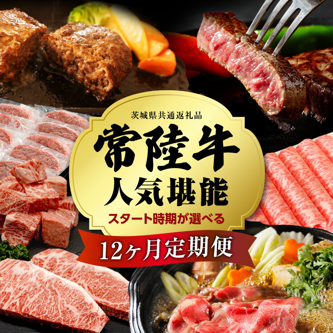 【ふるさと納税】 ＼ 選べるスタート月 ／ 【 定期便 全12回 】常陸牛 人気 12ヶ月 堪能セット 牛肉 肉 お肉 国産 国産牛 ヒレ ステーキ ハンバーグ サーロイン 赤身 切り落とし 霜降り カルビ すき焼き しゃぶしゃぶ 和牛 黒毛和牛 (茨城県共通返礼品)