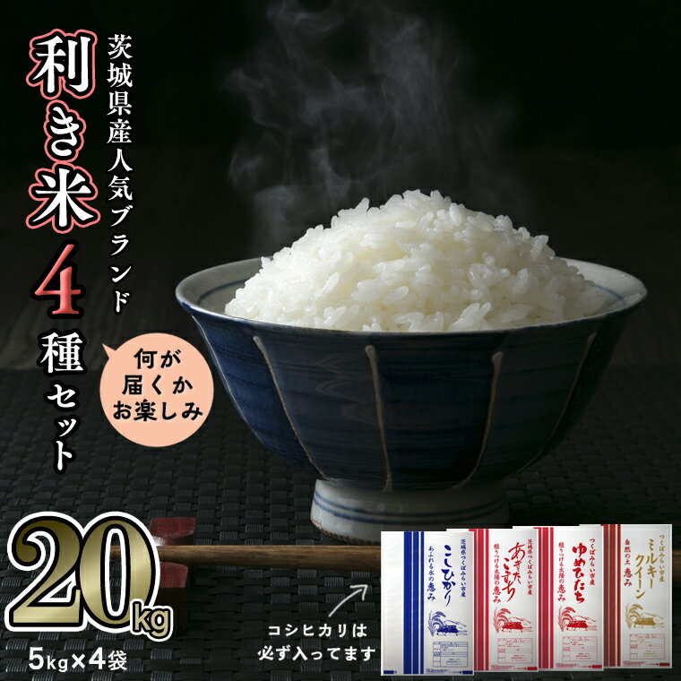 【ふるさと納税】【先行予約】＜令和4年産＞茨城県産米4種類食べ比べセット精米20kg...