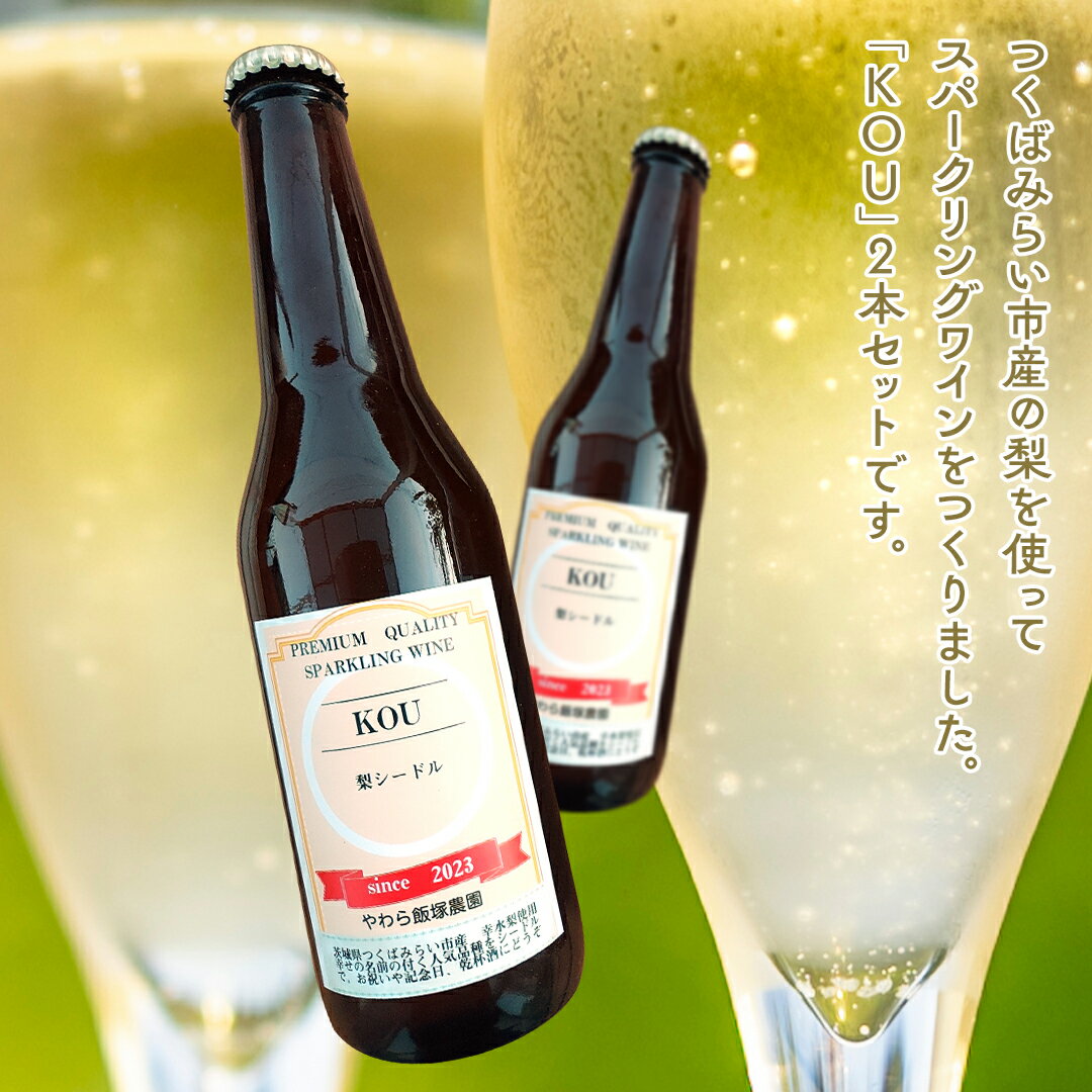 【ふるさと納税】つくばみらい市産の 梨 を使った スパークリングワイン 「 KOU 」 2本 入 ワイン シードル お酒 酒 果実酒 フルーツ 果物 なし