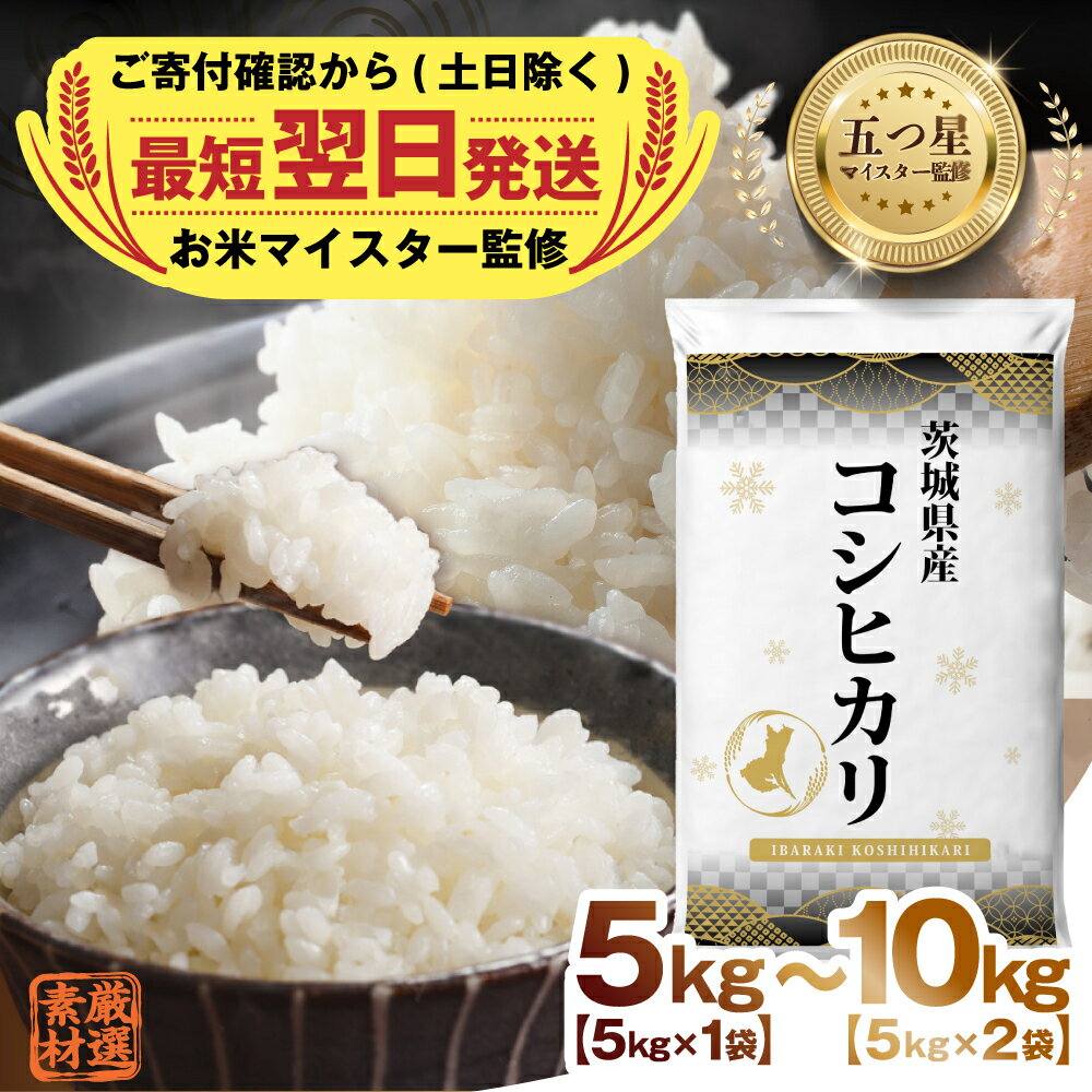 【ふるさと納税】【 最短 翌日発送 】 茨城県産 コシヒカリ 10kg ( 5kg ×2) 五つ星 お米マイスター 監修 こしひかり 国産 こめ コメ 米 精米 すぐ発送 人気 美味しい ランキング ふるさと納税 返礼品のサムネイル