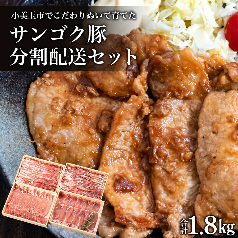 サンゴク豚(分割配送セット) 合計1.8kg(900g×2回)[定期便] しゃぶしゃぶ 焼き肉 豚肉 豚バラ肉 ロース 小分け 真空パック 豚しゃぶ しゃぶしゃぶ肉 焼肉用 お鍋用 ブタ肉 国産 茨城県産 ギフトプレゼント 高級部位 2-A