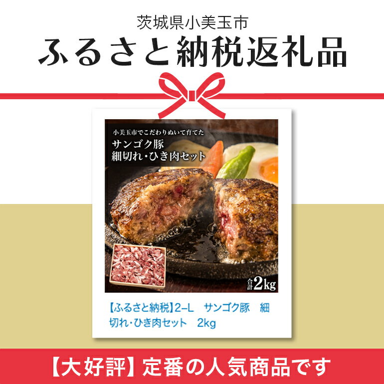 【ふるさと納税】サンゴク豚 細切れ・ひき肉セット 2kg 豚肉 小分け 真空パック 1.2キロ 1200g ブタ肉 細切れ肉 ひき肉 国産 茨城県産 ギフトプレゼント 高級部位 贈り物 贈答用 内祝い 2−L