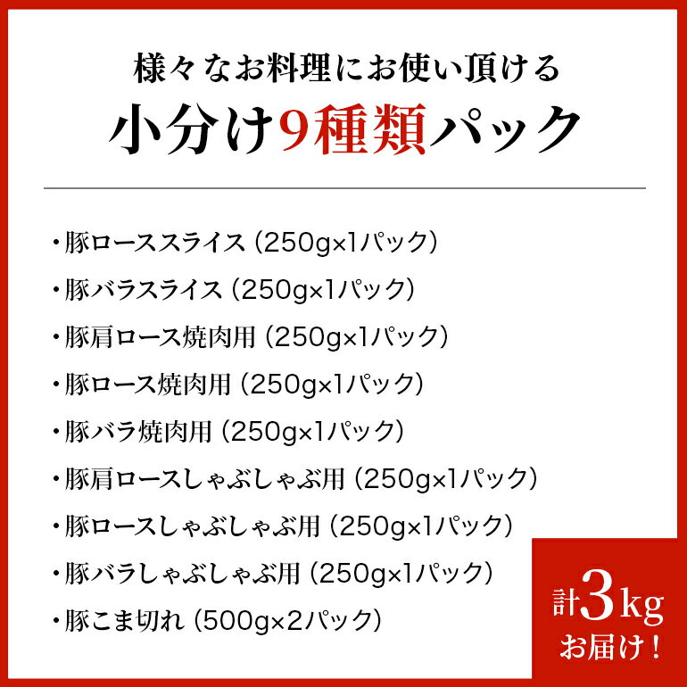 【ふるさと納税】ブランド豚「ばんぶぅ」小分け バラエティパック 計3kg セット 3キロ 冷凍便 大容量 たっぷり 豚肉 豚ロース 豚バラ 豚肩ロース 豚こま切れ スライス肉 焼肉用 しゃぶしゃぶ用 薄切り 豚しゃぶ 焼き肉 ぶた肉 国産 茨城県産 ギフト プレゼント 42－AJ