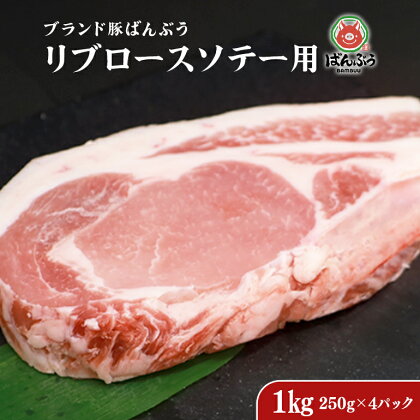 ブランド豚「ばんぶぅ」小分け リブロース ソテー用 1kg（250g×4パック） 冷凍便 1キロ 大容量 たっぷり 豚肉 豚ロース ポークソテー用 豚リブロース 希少部位 ぶた肉 ブタ肉 国産 茨城県産 ギフト プレゼント お祝い 42－AK