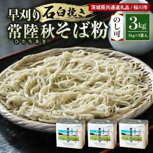 【ふるさと納税】【のし可】茨城県産 常陸秋そば そば粉 1kg×3袋入 そば 蕎麦 ソバ 蕎麦粉 そば打ち 茨城県産 国産 農家直送 【茨城県共通返礼品】 61-A