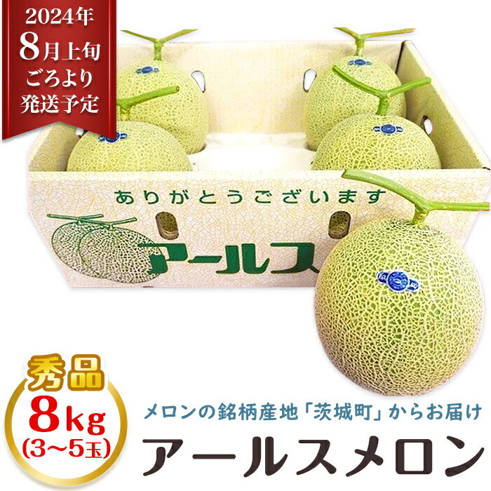 フルーツ 先行予約 メロン 茨城 秀品 8kg 015茨城県JA水戸産アールスメロン[秀品]約8kg(3~5玉)[2024年8月上旬頃より順次発送予定]