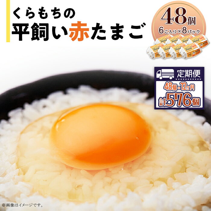 【ふるさと納税】くらもちの農場から平飼いたまご 赤玉子 新鮮 赤玉 定期便 高級 平飼い 健康 飼育 国産 鶏 鳥 鶏卵 卵 タマゴ お菓子 朝食 生卵 卵かけごはん TKG 456 たまご 48個 8パック 定期便 6カ月 計288個 小分け 新鮮 赤 玉子 卵 タマゴ くらもちの農場 平飼い