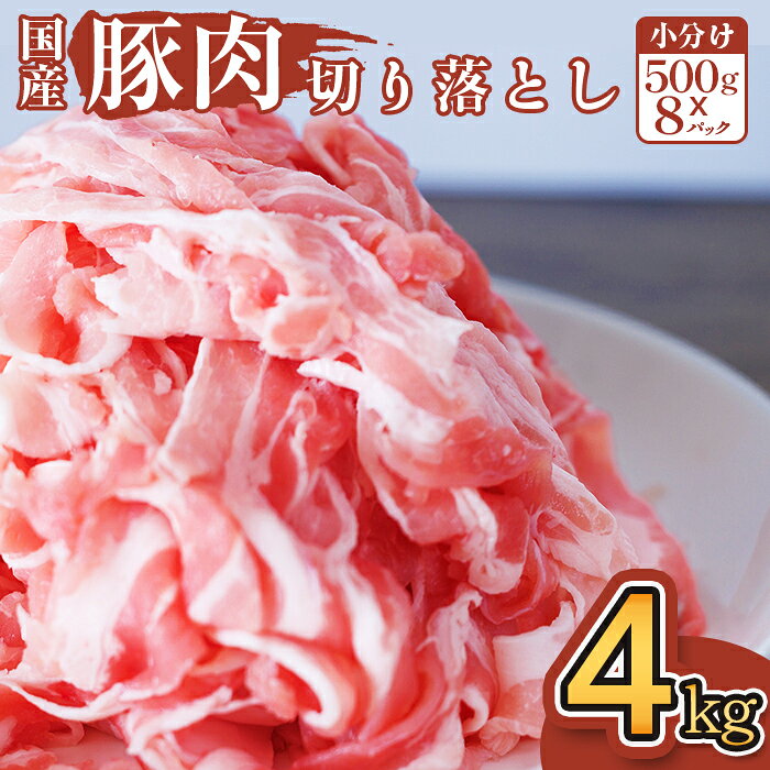 豚肉 切り落とし 4kg 国産 ブランド 豚 梅里豚 小分け 小間切れ コマ切れ 500g × 8パック 480