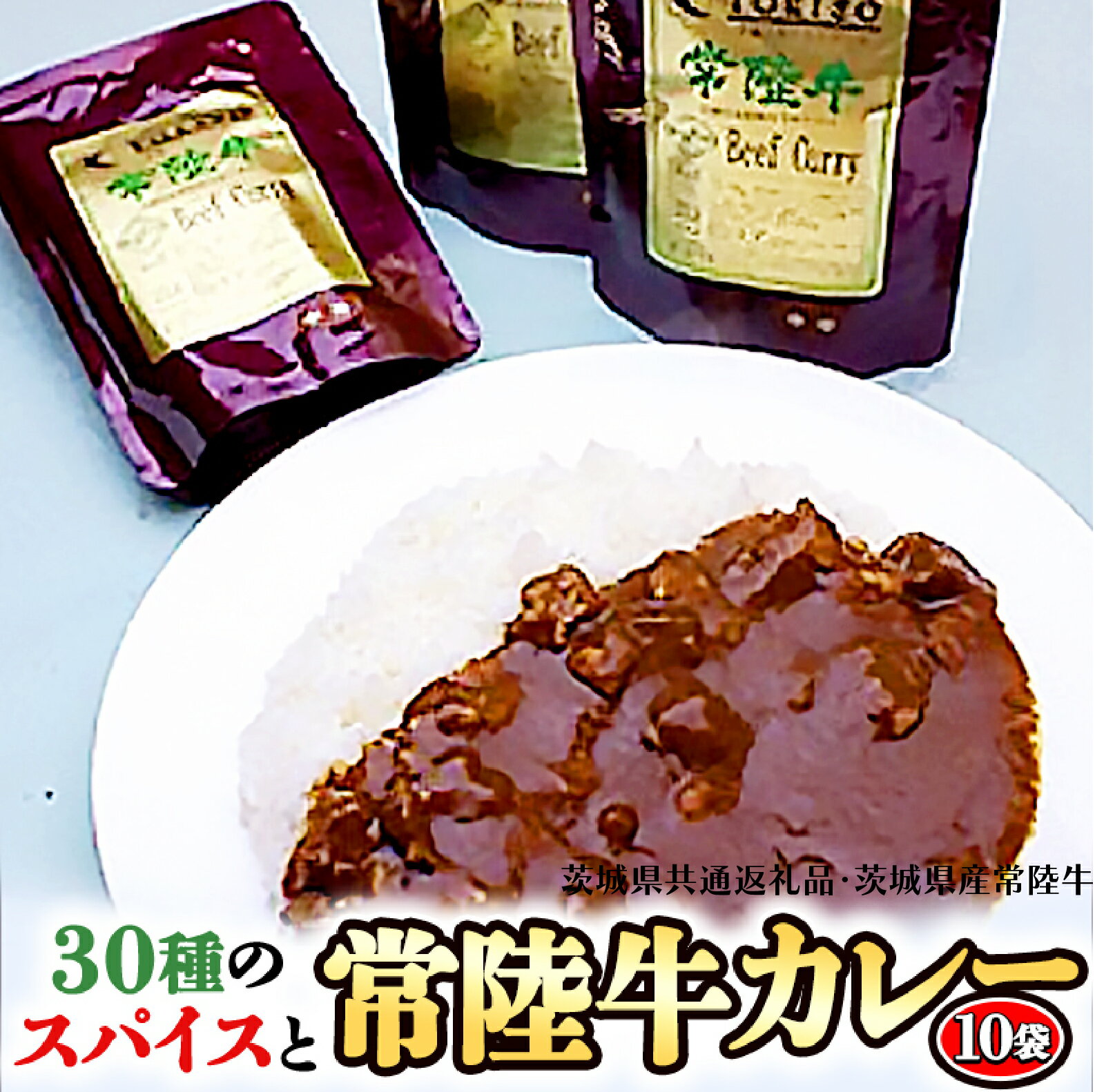 【ふるさと納税】常陸牛 極上カレー 10人前 セット 30種のスパイス 超本格 レトルト食品 カレールー レトルトカレー カレー ( 茨城県共..