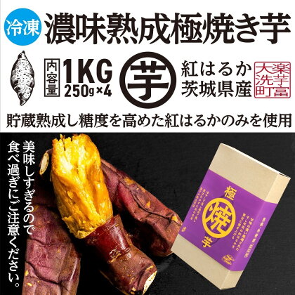 濃味熟成 極焼き芋 1kg (250g×4p) 冷凍 真空パック 紅はるか 焼き芋 小分け 大洗産 茨城県産 国産 濃厚 熟成 やきいも 芋 茨城 べにはるか さつまいも お菓子 和菓子 スイーツ