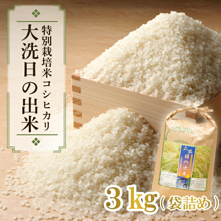 米 3kg 低農薬米 大洗 日の出米 コシヒカリ 令和5年産 特別栽培米 コメ こめ 送料無料 ブランド米