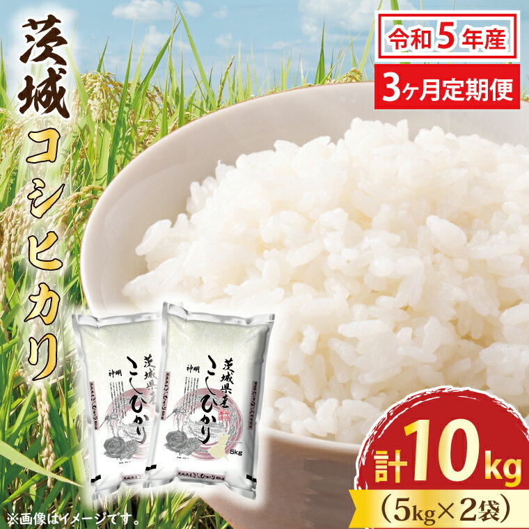 【3カ月定期便】 令和5年産 茨城 コシヒカリ 10kg (5kg×2袋) ×3カ月 米 お米 おこめ 白米 ライス ご飯 精米 こしひかり 国産 茨城県産 定期便