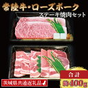 【ふるさと納税】【常陸牛・ローズポークステーキ焼肉セット(3人前)】 常陸牛 サーロインステーキ 約200g ローズポーク焼肉用 約200g (ロース100g ばら100g) ( 茨城県共通返礼品 ) ブランド牛 茨城 国産 黒毛和牛 霜降り 厚切り 牛肉 ブランド豚 豚肉 冷凍 ステーキ 焼肉